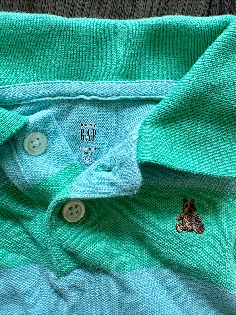 Baby GAP Green Striped Polo Shirt and Khaki Outfit - Picture 3 of 6